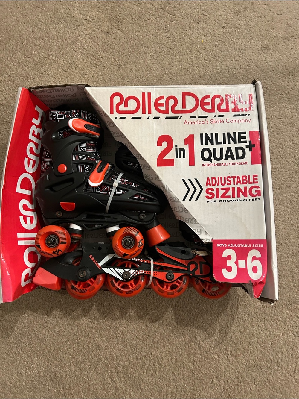 Boys Roller Derby 2-in-1 Adjustable Inline/Quad Skates